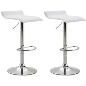 CLP 2er Set Barhocker Dyn V2 Kunstleder höhenverstellbar und drehbar | Farbe weiß Gestell Farbe chrom
