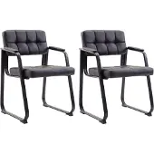 CLP 2er Set Besucherstühle Canada B Kunstleder Schwarz