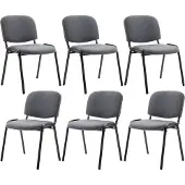 CLP 6er Set Besucherstuhl Ken Stoff stapelbar und mit robustem Metallgestell grau