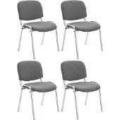 CLP 4er Set Stühle Ken Chrom Stoff grau
