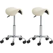 CLP 2er Set Arbeitshocker Reno Kunstleder Creme