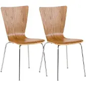 CLP 2er Set Besucherstuhl Aaron mit ergonomisch Holzsitz und Metallgestell eiche