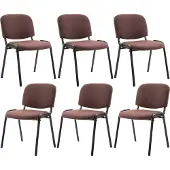 CLP 6er Set Besucherstuhl Ken Stoff stapelbar und mit robustem Metallgestell braun