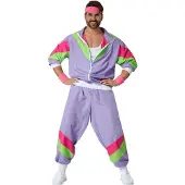 TecTake Herrenkostüm Retro 80Er 90Er Jahre Jogginganzug Lila