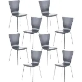 CLP 8er Set Besucherstuhl Aaron mit Holzsitz und Metallgestell grau