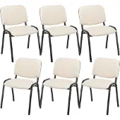 CLP 6er Set Besucherstuhl Ken Kunstleder creme