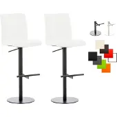 CLP 2er Set Barhocker Cadiz Kunstlederbezug drehbar und höhenverstellbar bis 240 kg | Farbe weiß Gestell Farbe schwarz