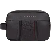 Tommy Hilfiger für Herren. AM0AM13301 Kulturbeutel mit Metallic-Logo schwarz (OSFA), Lässig, Polyurethan