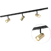 QAZQA Smartes Schienensystem Schwarz mit Gold 1 Phasen 3 Lichter inkl WiFi GU10 Iconic Jeana