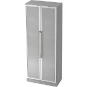 Hjh OFFICE PRO SIGNA G 7100G CE - Grau/Silber 5 OH Schrank mit Milchglastüren Chromgriff Metall