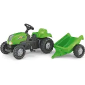 Rolly Toys Kid Trettraktor mit Anhänger, grün/silber, Maße: 134x47x52 cm; 01 216 9