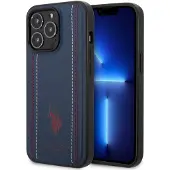 U.S. POLO ASSN. iPhone 14 Pro Max Leather Stitched Lines Case