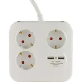REV PowerQuad 3-fach Steckdosenleiste + 2x USB weiß