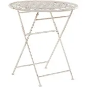 Beliani Gartentisch Beige Metall Rund Klappbar Balkon Terrasse Garten Romantisch