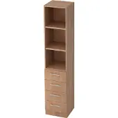 Hjh OFFICE PRO SIGNA G 7600 RE - Nussbaum 5 OH Schrank mit 4 Schüben Relinggriff Kunststoff