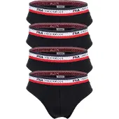 FILA Herren Slip, 4er Pack - Briefs, Logobund, Cotton Stretch, einfarbig