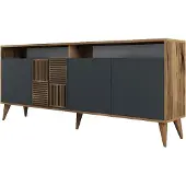 Skye Decor , Milan 521 - Walnut, Anthracite, Wohnzimmermöbel-Set, Nussbaum, 100 % MELAMINBESCHICHTETE SPANPLATTEN, 180 x 35 x 78,6 cm