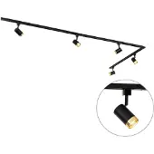 QAZQA - Modern 1-Phasen-Schienensystem I Spotlight I Deckenspot I Deckenstrahler I Strahler mit 5-flammig Spot I Spotlight I Deckenspot I Deckenstrahler I Strahler I Lampe I Leuchtes schwarz mit Gold