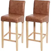 Mendler 2er-Set Barhocker MCW-C33, Barstuhl Tresenhocker WildKunstleder, helle Beine, Textil