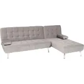 Mendler Schlafsofa MCW-K22, Couch Ecksofa Sofa, Liegefläche links/rechts Schlaffunktion 236cm Samt grau