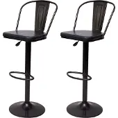 Mendler 2er-Set Barhocker MCW-H10a, Tresenhocker Barstuhl, höhenverstellbar drehbar Industrial Kunstleder Metall vintage grau