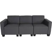 Mendler Modular 3-Sitzer Sofa Couch Moncalieri, Kunstleder dunkelgrau