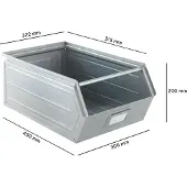 Schäfer Shop Sichtlagerkasten, mit Tragestab, L 524 x B 307 x H 201 mm, 26 l, 120 kg, Stahl, galvanisch verzinkt