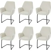 MCW 6er-Set Freischwinger MCW-G67, Esszimmerstuhl Küchenstuhl Stuhl, Stoff/Textil MVG creme-beige