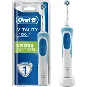Oral-B Vitality 100 Cross Action, Erwachsener, Rotierende-vibrierende Zahnbürste, Blau, 7600 Bewegungen pro Minute, 4 x 30 sec, Deutschland