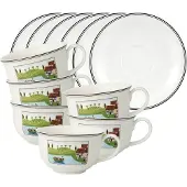 Villeroy & Boch Charm & Breakfast Design Naif Café au lait Obertassen mit Untertassen