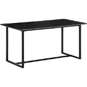 Wohnling Esszimmertisch 180x90x76 cm Küchentisch Schwarz in Marmor-Optik Modern Esstisch Groß Speisetisch Rechteckig Tisch Esszimmer mit Metallbeinen