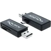 DeLOCK 91731, MicroSD (TransFlash), MicroSDHC, MicroSDXC, MMC, SD, SDHC, SDXC, Schwarz, USB 2.0, 55,2 mm, 28,7 mm, 9,2 mm