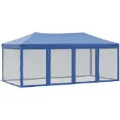 The Living Store Partyzelt Faltbar mit Seitenwänden Blau 3x6 m