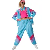 TecTake Damenkostüm Retro 80er 90er Jahre Jogginganzug Set Stylisches Design: Hellblaue | Gr.: XL