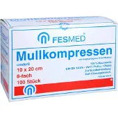 FESMED Mullkompressen ES 10x20 cm unsteril 8fach 100 St Kompressen