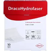 Dräco Dracohydrofaser 5x5 cm gelbildender Faserverband 10 St Verband