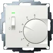 Eberle 191811224502 UP-Raumregler, RAL9010 glänzend 55x55, 5-30C, AC 24V, 1Öffner 10 A bei DC 24 V 100 W, Tem.absenkung ca.4K, Schalter Ein/Aus