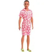 Barbie Fashionistas Ken-Puppe Nr. 235 mit Jumpsuit in Hawaii-Muster, grünen Sandalen und braunen Haaren, Modepuppe, Männlich, 3 Jahr(e), Mädchen, 298 mm, 0 g