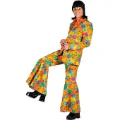 Thetru Hippie Anzug orange - Blumen Kostüm für Fasching