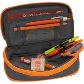 Wedo Neon Stretch, Weiches Federmäppchen, Polyester, Grau, Orange, Einfarbig, Reißverschluss, Kind