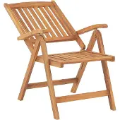Beliani Gartenstuhl 6er Set Hellbraun Akazienholz klappbar verstellbar Auflagen Cremeweiß Stoffbezug Rustikal Landhaus Stil Outdoor