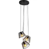 Näve Pendelleuchten - 3er Pendelleuchte "KORIE" Ø: 20cm, Hängelampe im Industrial Style, aus Metall und Kunststoff in schwarz, 120 cm hoch, Ø 30 cm, E27-Fassung