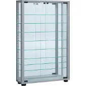 Hioshop Sammelvitrine Standvitrine Glasvitrine Glasregal Vitrine Glas Schaukasten "Lumo Mini Spiegel"