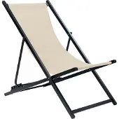 Beliani Liegestuhl Schwarz Aluminium Mesh Beige Faltbar Klappbar Verstellbar Modern Garten Terrasse Outdoor Balkon Möbel Ausstattung