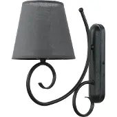 Licht-Erlebnisse Rustikale Wandlampe mit Schirm Anthrazit Stoff Metall gemütlich ABUELA Wandleuchte Schlafzimmer