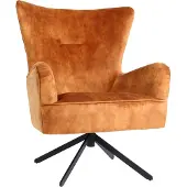 Mendler Lounge-Sessel MCW-L63, Cocktailsessel Polstersessel Relaxsessel, drehbar, vintage Samt Metall gold-braun