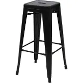 Mendler Barhocker MCW-A73, Barstuhl Tresenhocker, Metall Industriedesign stapelbar schwarz