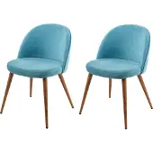 Mendler 2er-Set Esszimmerstuhl MCW-D53, Stuhl Küchenstuhl Retro 50er Jahre Design, Samt türkis