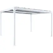 Mendler Alu Pergola MCW-L41, Lamellen-Pavillon Terrassenüberdachung, stabiles 8cm-Metall-Gestell 3x3,7m weiß