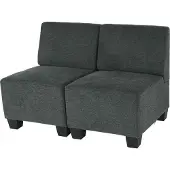 Mendler Modular 2-Sitzer Sofa Couch Moncalieri, Stoff/Textil anthrazit-grau, ohne Armlehnen